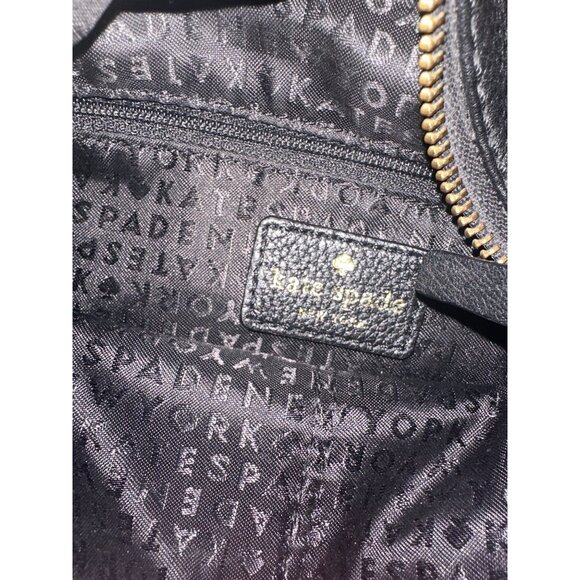 Kate Spade New York Black Leather Shoulder Bag With Gold Chain & Zipper Closure - Picture 4 of 6